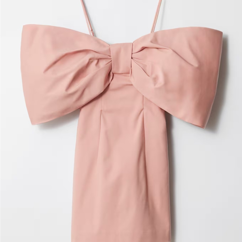 & Other Stories Pink Mini Dress with Bow